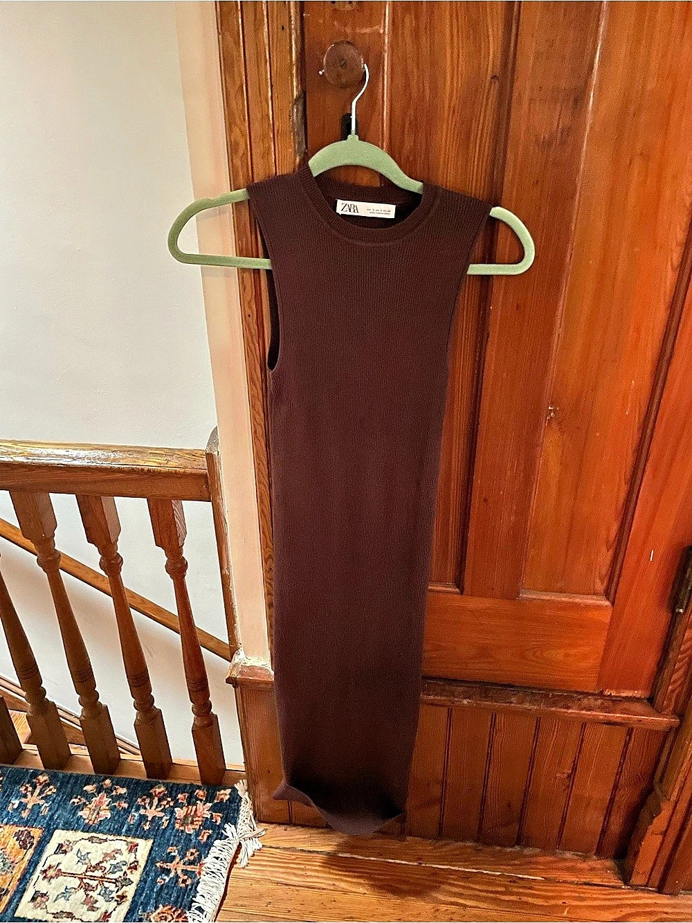 Zara Ribbed Sleeveless Maxi Dress in Brown Size XS Like New